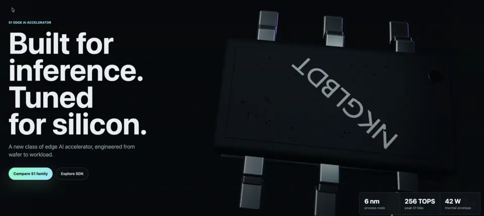 S1 Edge AI Accelerator 产品官网界面